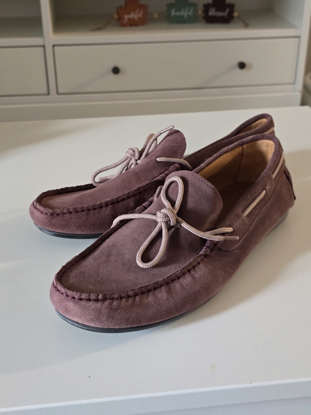 Men's Suede Moccasin Slip-On Loafers - Dusty Plum